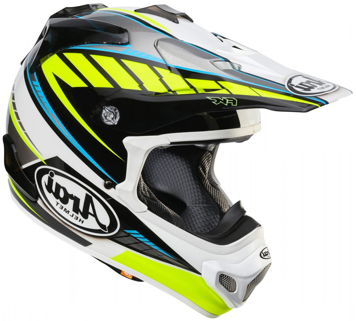 1437x1296 Arai Mxv Rumble Motocross Helmet Yellow Blue White Home Motorcycle