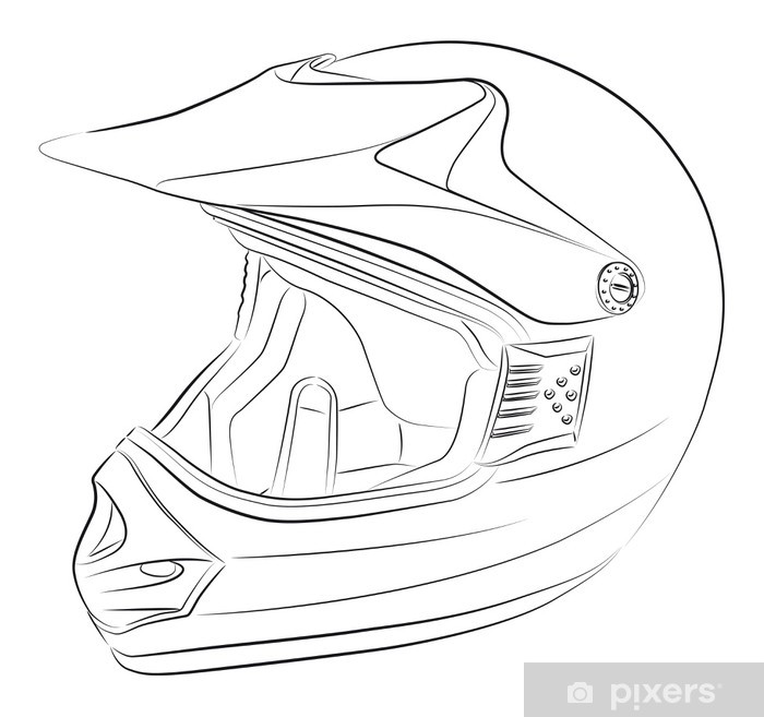 700x657 Standart Motocross Helmet Vector Drawing Wall Mural We