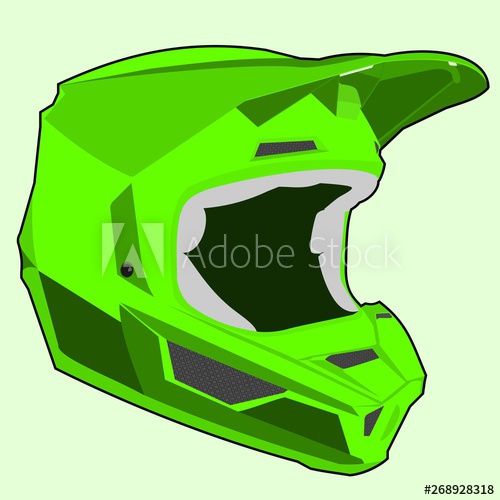500x500 Isolated Green Motocross Helmet Vector Image With Outline