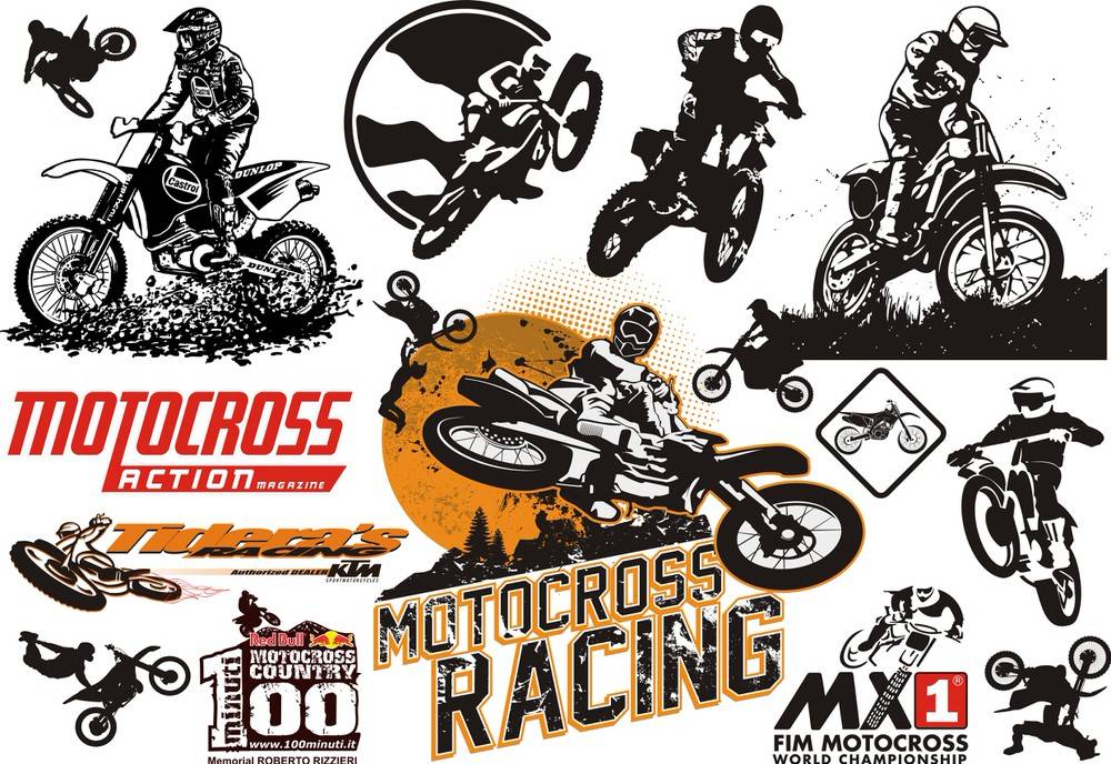 1000x688 Motocross Vector Set Graphic Design Vector