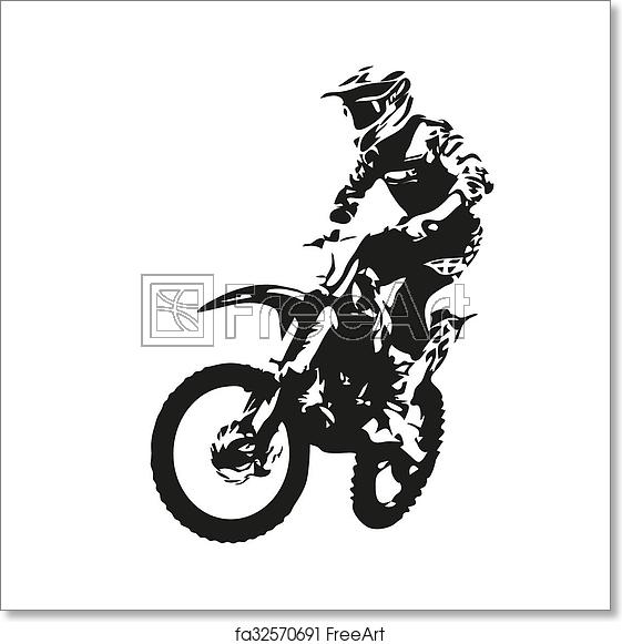 561x581 Free Art Print Of Motocross Rider Vector Silhouette Freeart