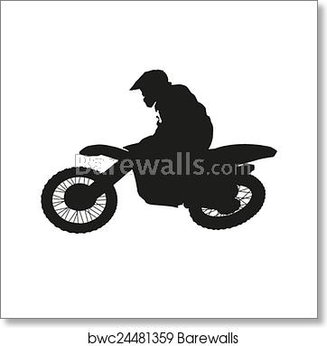 362x382 Freestyle Motocross Vector Silhouette, Art Print Barewalls