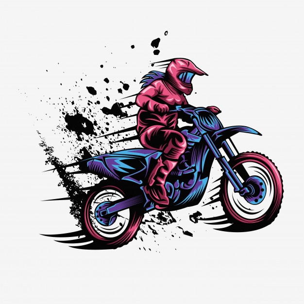626x626 Female Motocross Splash Speed Vector Illustration Vector Premium