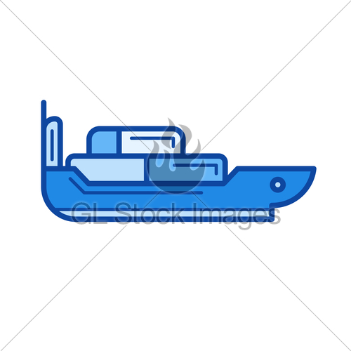 500x500 Motor Boat Line Icon Gl Stock Images