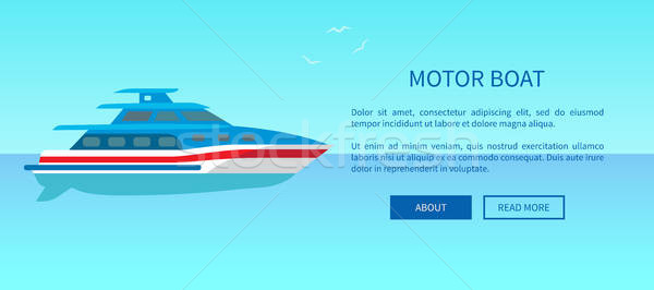 600x266 Two Deck Motor Boat Advertisement Poster Vector Illustration