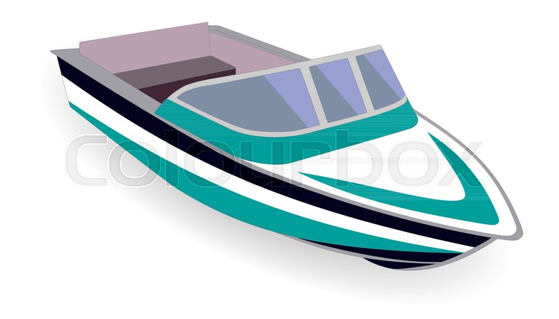 800x457 Cartoon Motor Boat Isolated On White, Stock Vector Colourbox