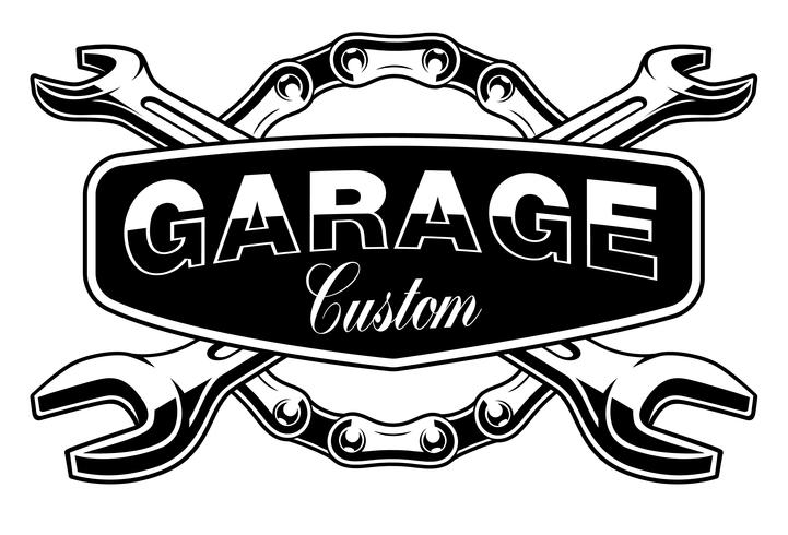 721x490 Garage Emblem With Motorcycle Chain