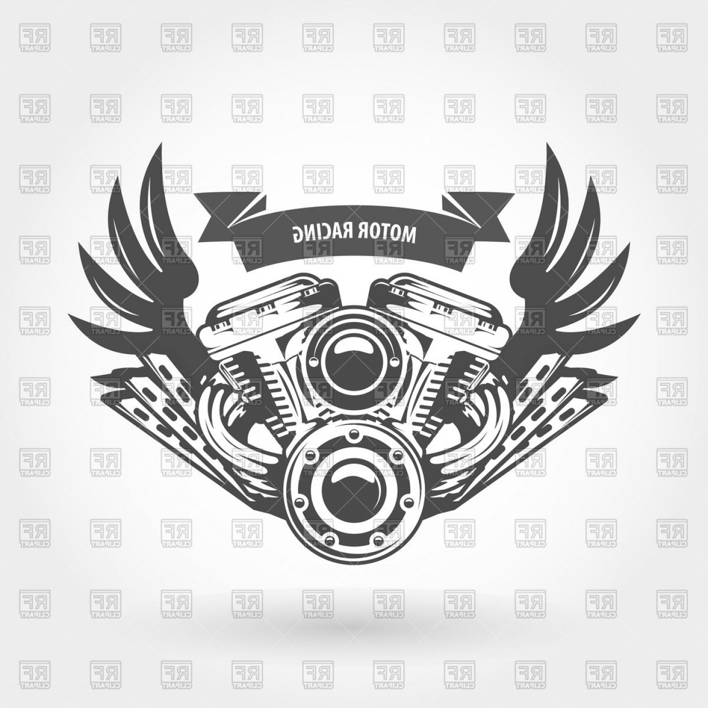 Winged Motorcycle Engine Emblem Chopper Bike Motor Vector Clipart 1440x1440 Winged Motorcycle Engine Emblem Chopper Bike Motor Vector Clipart