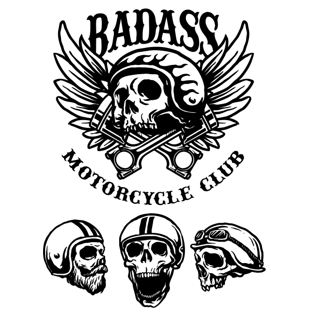 640x640 Vector Collection Of Skull Biker Emblem Motorcycle Club Logo