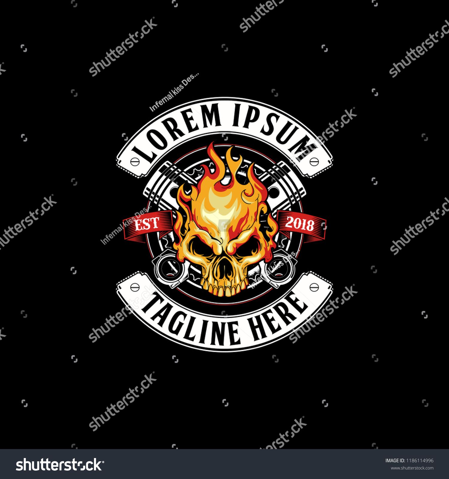 Fire Skull With Emblem Logo For Motorcycle Club Vector Template 1500x1600 Fire Skull With Emblem Logo For Motorcycle Club Vector Template