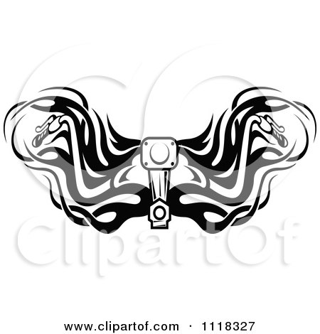 450x470 Clipart Of Black And White Motorcycle Handlebars With Tribal