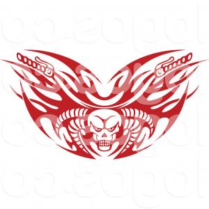 300x300 Royalty Free Clip Art Vector Logo Of A Red Tribal Flaming Skull