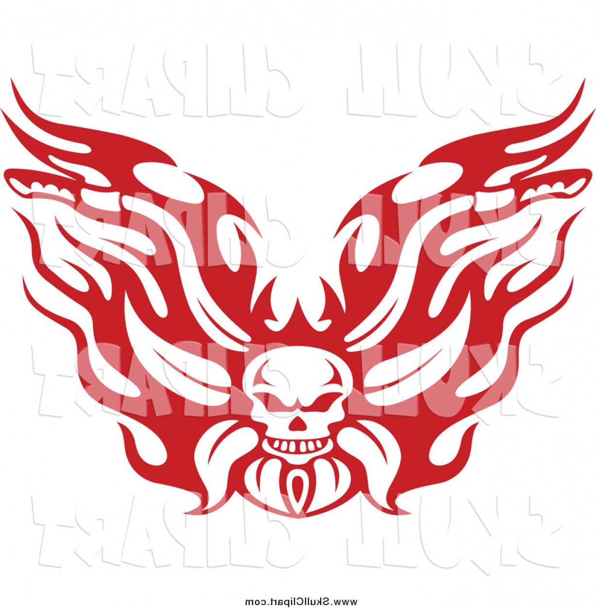 1228x1252 Vector Clip Art Of A Red Flaming Skull Motorcycle Biker Handlebars