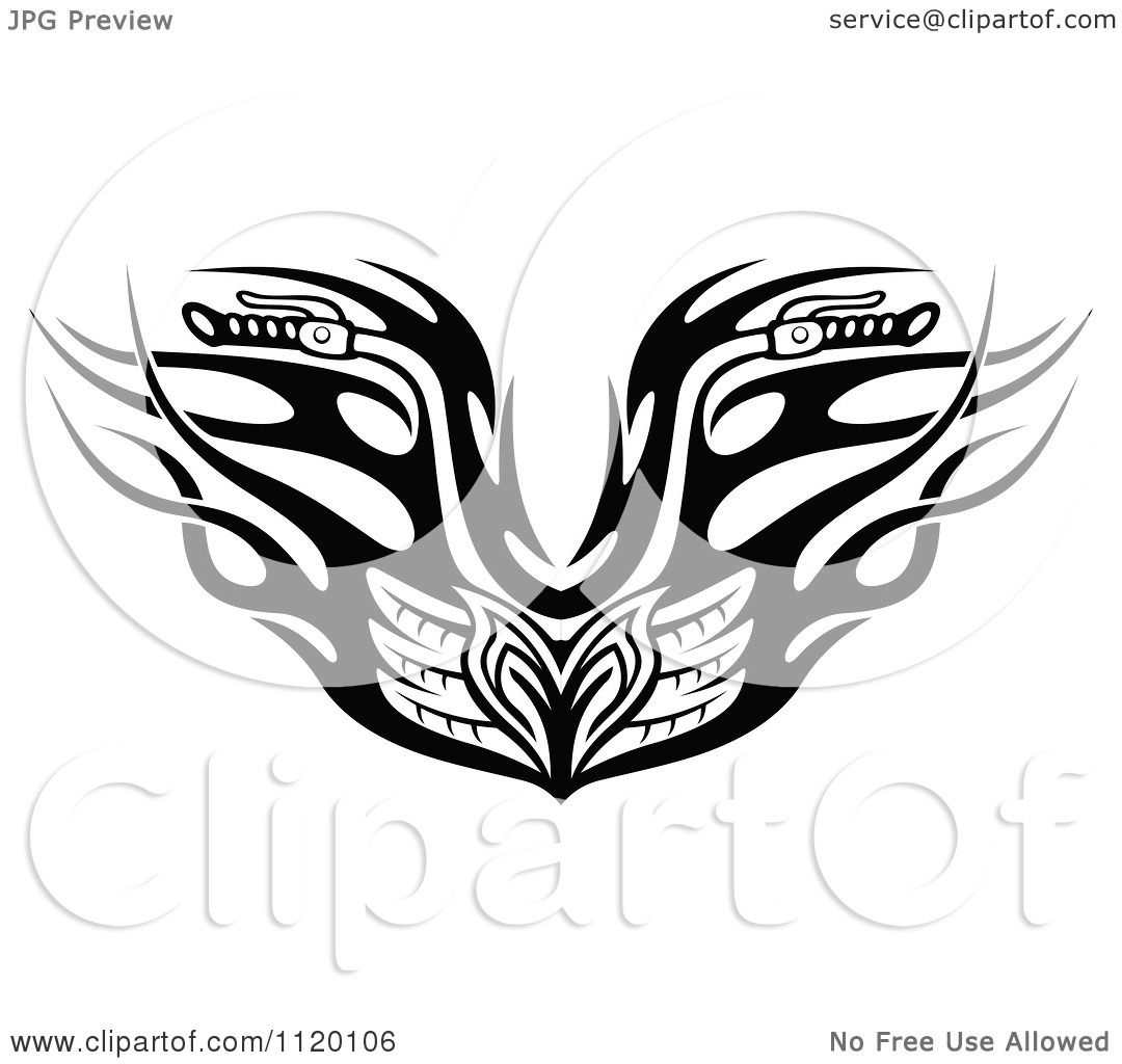 1080x1024 Clipart Of Black And White Tribal Flaming Motorcycle Biker