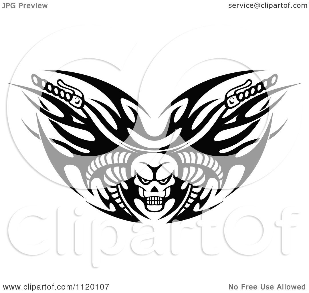 1080x1024 Clipart Of Black And White Tribal Flaming Skull Motorcycle Biker