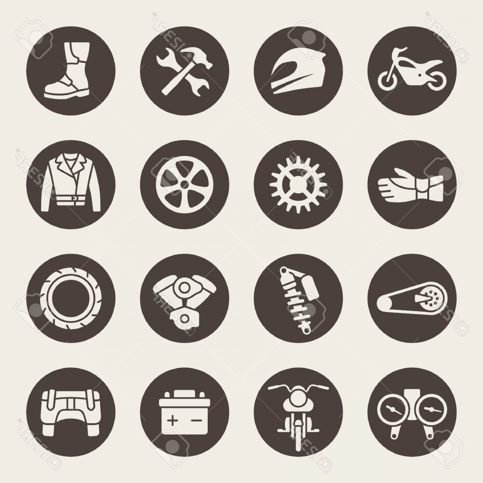 1560x1560 Photostock Vector Motorcycle Parts Icon Set Hoodamathrun