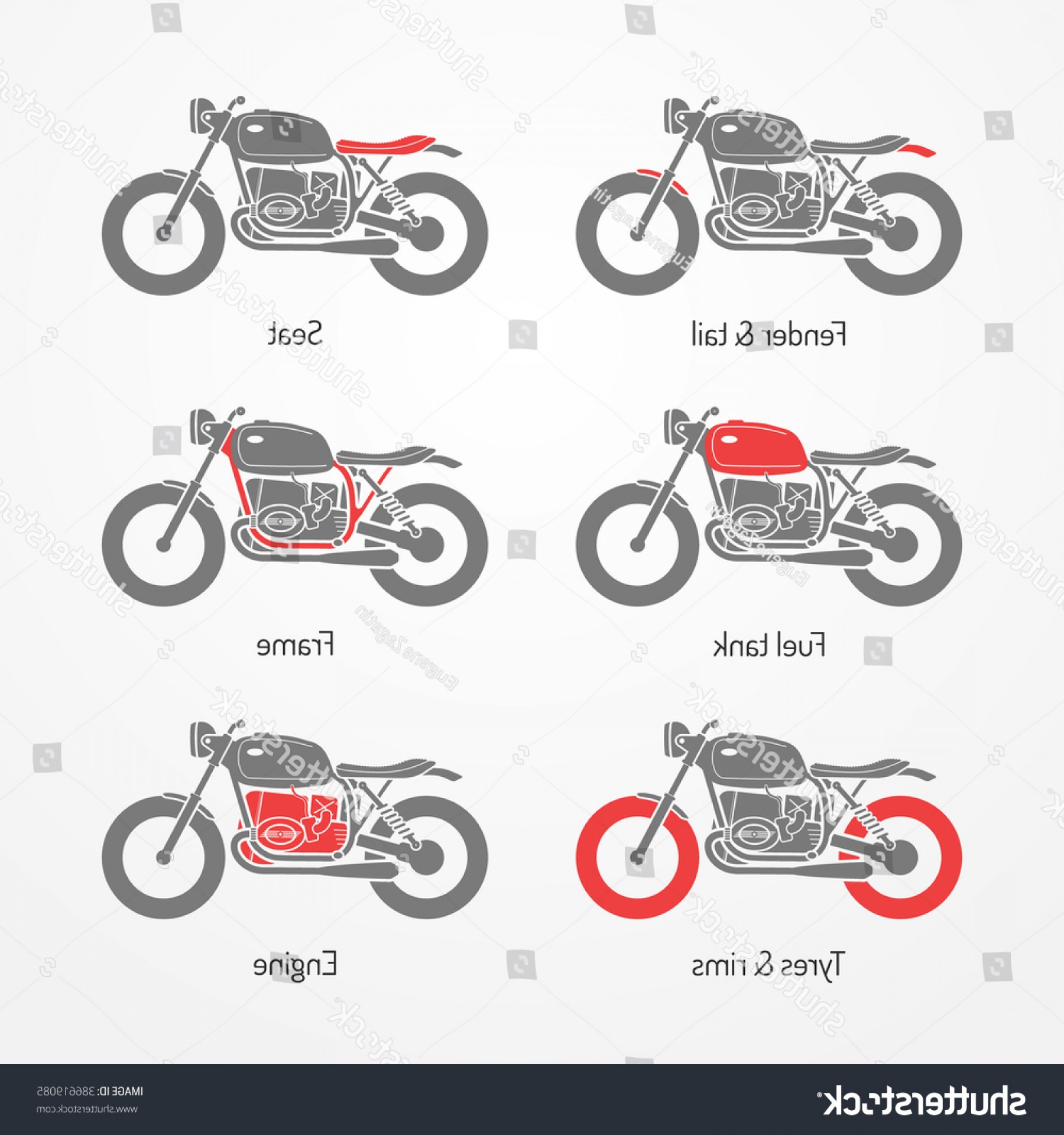 1800x1920 Set Classic Motorcycle Parts Symbols Silhouette Cqrecords