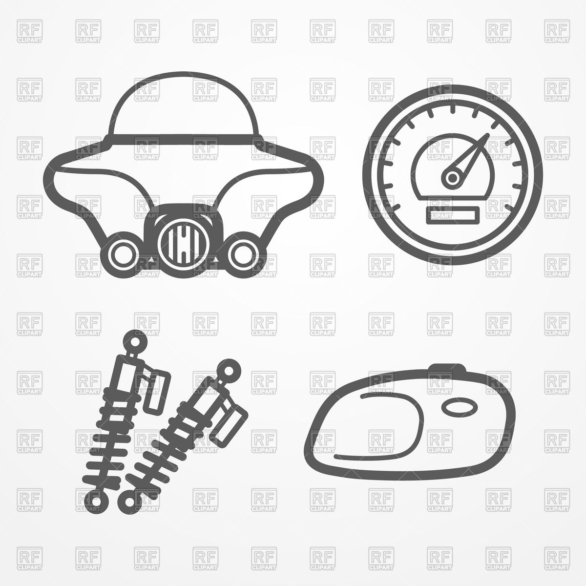 1200x1200 Classic Road Motorcycle Parts In Line Style Vector Image Of Icons