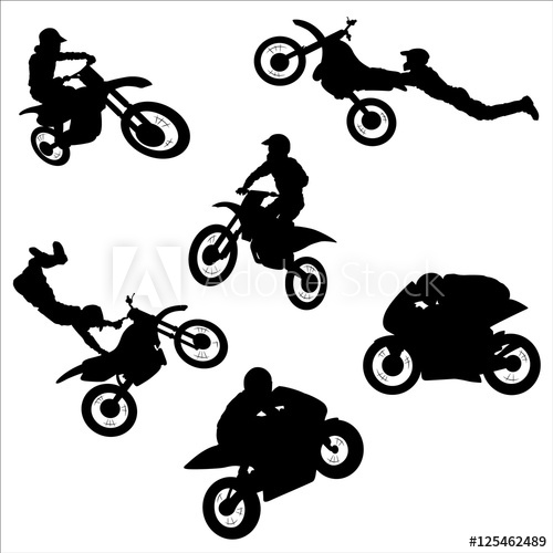 Extreme Motorbike Rider Silhouettes Vector Illustration 500x500 Extreme Motorbike Rider Silhouettes Vector Illustration