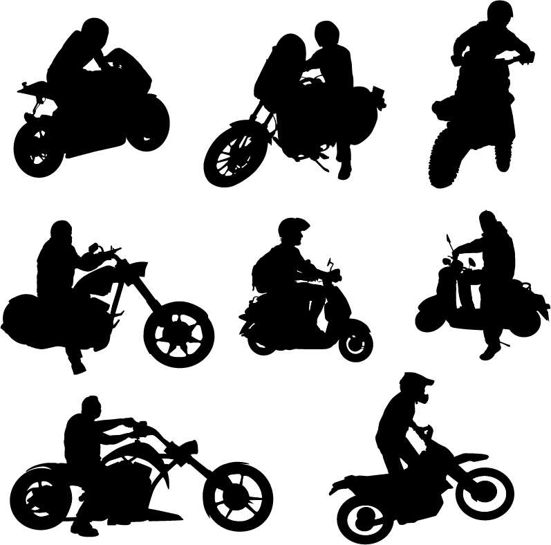 Motorcycle Riders With Motorcycle Silhouettes Vector Set Free 797x788 Motorcycle Riders With Motorcycle Silhouettes Vector Set Free