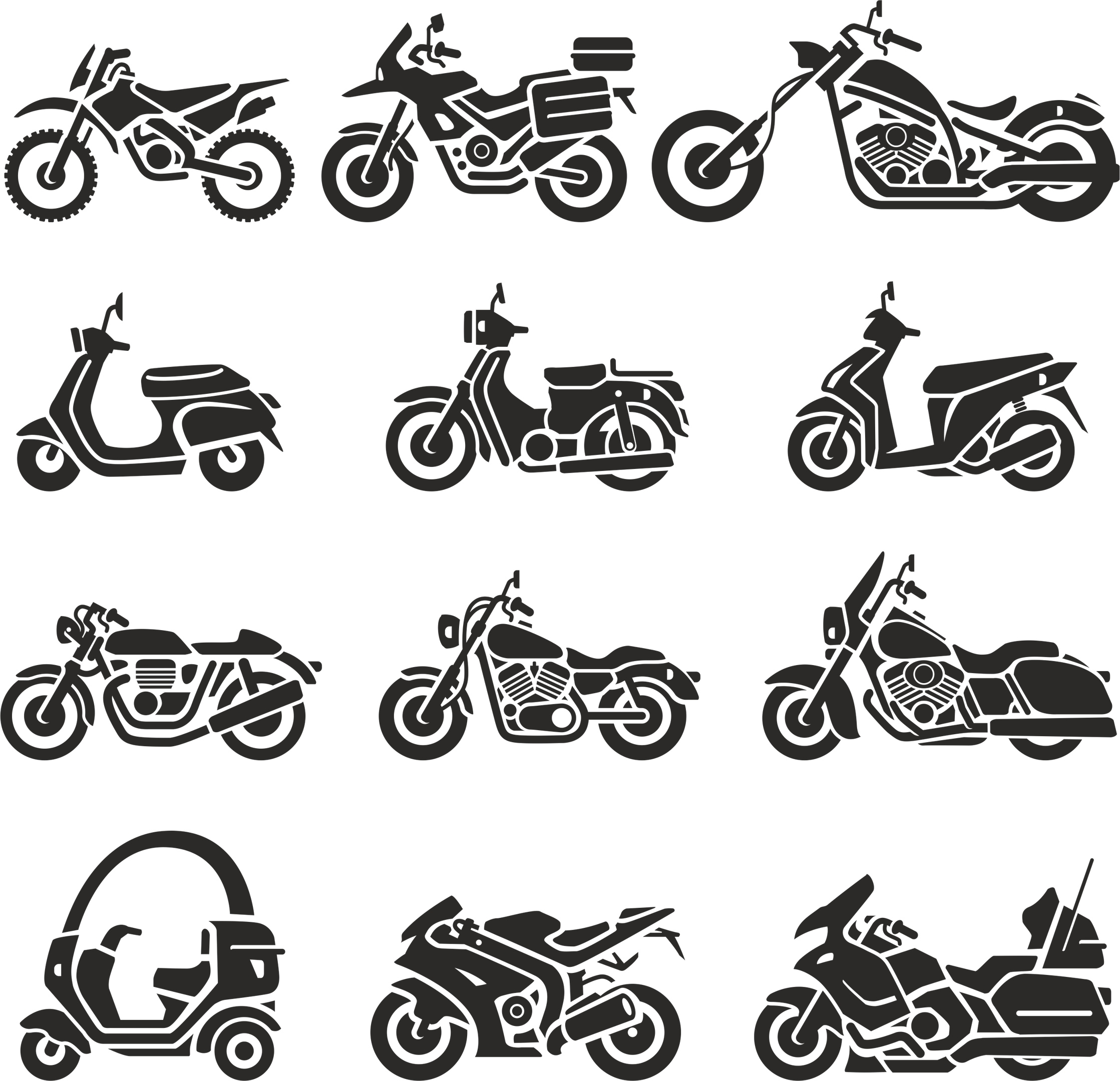 2237x2160 Motorcycle Silhouettes Vector Set Free Vector Cdr Free Download