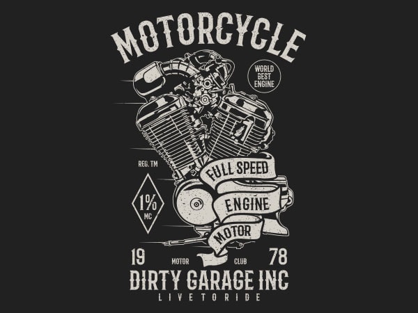 Motorcycle Full Speed Engine Vector T Shirt Design 600x450 Motorcycle Full Speed Engine Vector T Shirt Design