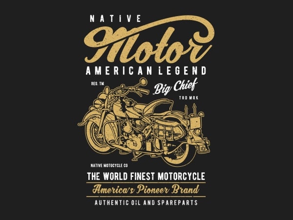 Native Motorcycle Vector T Shirt Design 600x450 Native Motorcycle Vector T Shirt Design