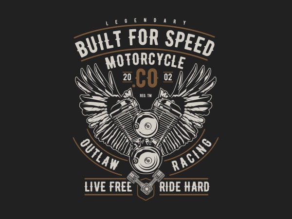 Built For Speed Motorcycle Vector T Shirt Design 600x450 Built For Speed Motorcycle Vector T Shirt Design