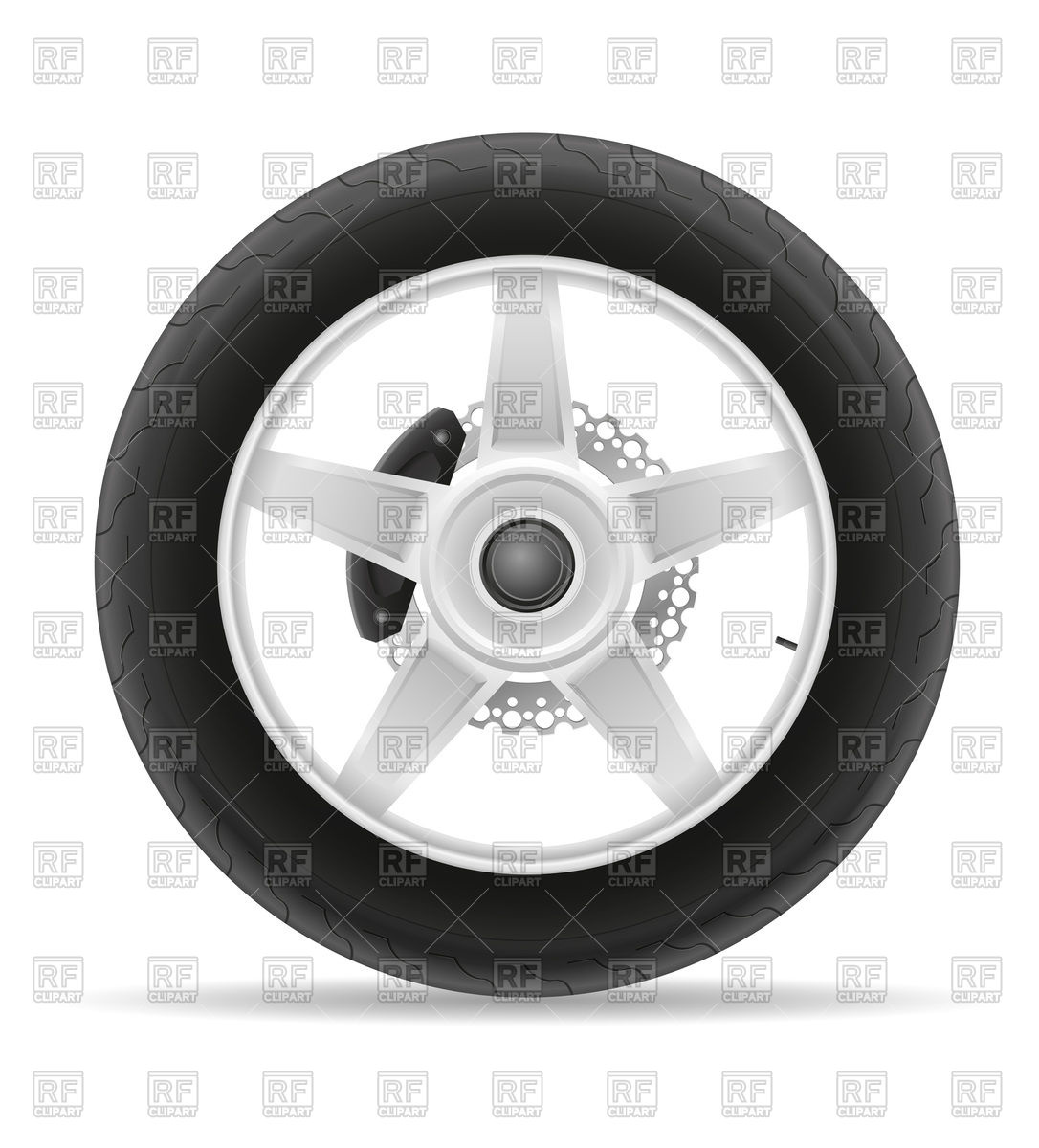 1086x1200 Motorcycle Wheel Tire With Brake Block Vector Image