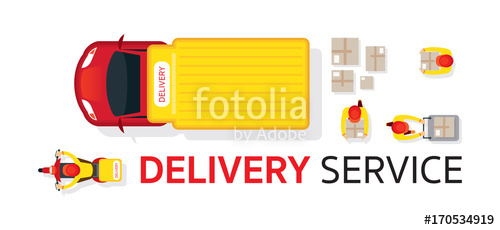 500x230 Delivery Truck Scooter Motorcycle Service, Top Or Above View