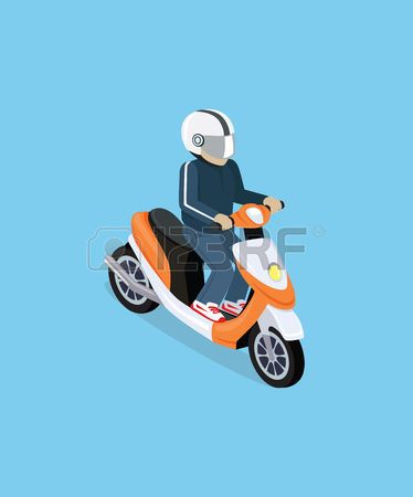 374x450 Police Motorcycle Flat Isometric Motorcyclist On Motorcycle