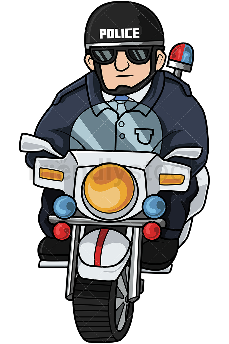 800x1200 Police Officer Riding Motorcycle Cartoon Vector Clipart