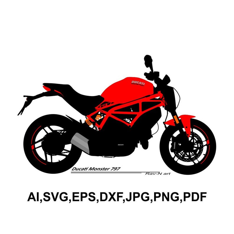 794x794 Ducati Monster Motorcycle Motorbike Vector Laser Cutting Etsy