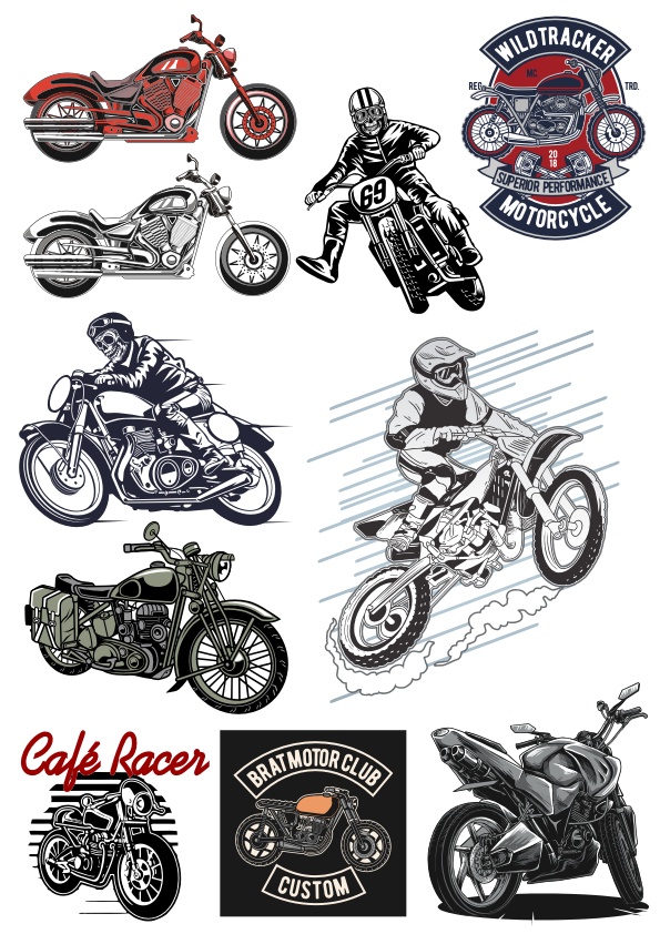 595x842 Motorcycle Vector Set Free Vector Download In Cdr