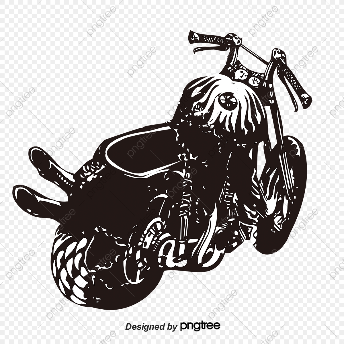 1200x1200 Black And White Motorcycle Vector, Motorcycle, Cartoon Motorcycle