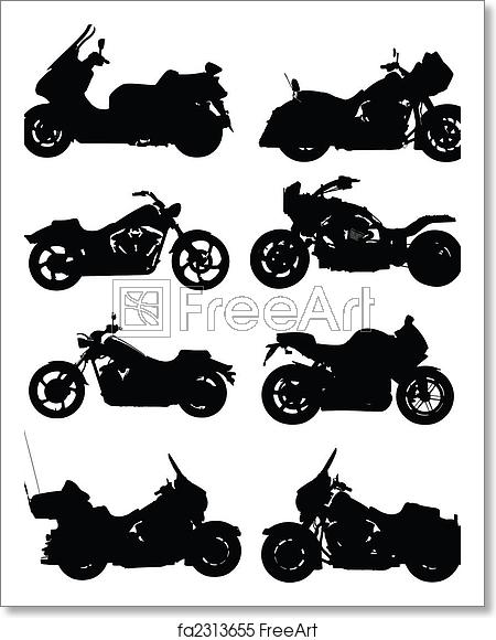 450x580 Free Art Print Of Eight Vector Illustrations Of Motorcycle Vector