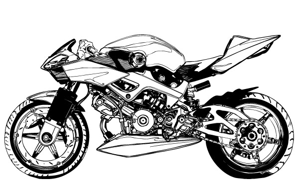600x380 Black And White Motorcycle Vector Vector Free Download
