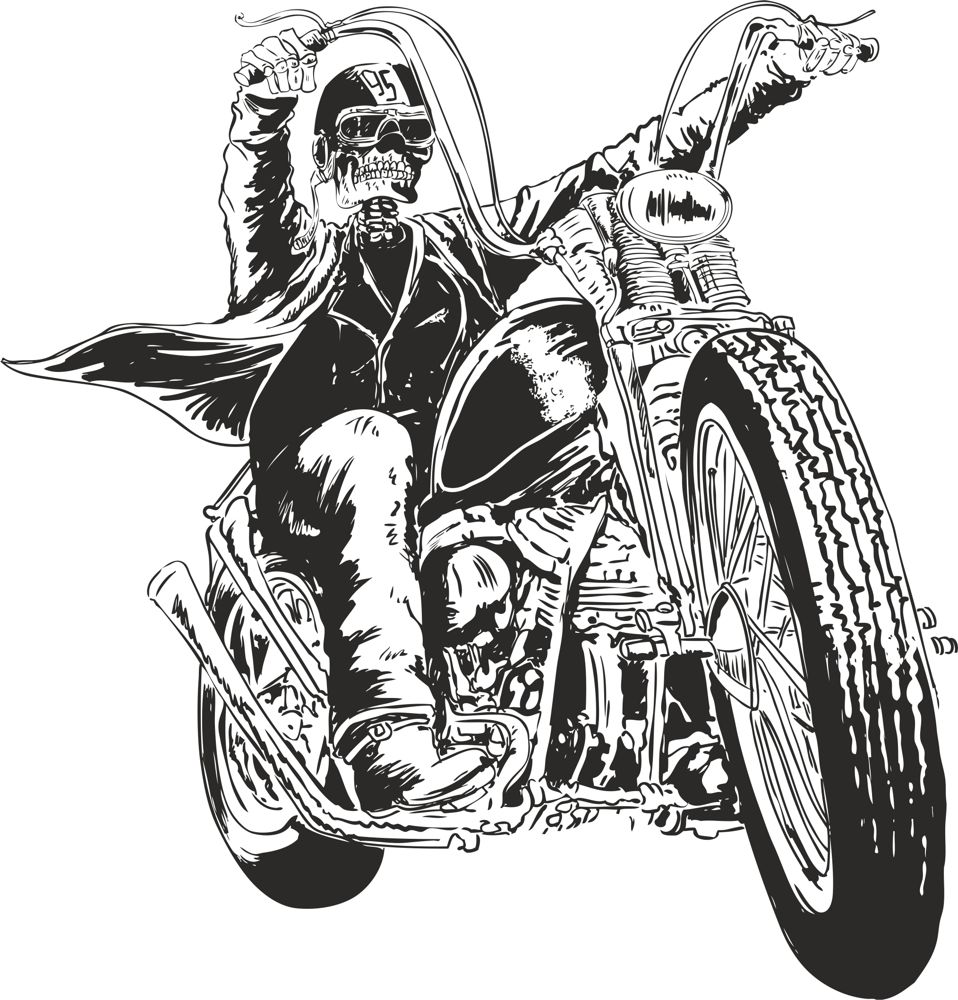958x1000 Motorcycle Vector Skull Graphic Design Vector