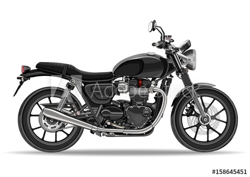 500x354 Motorcycle Vector, Realistic Illustration Black Motorbike Half
