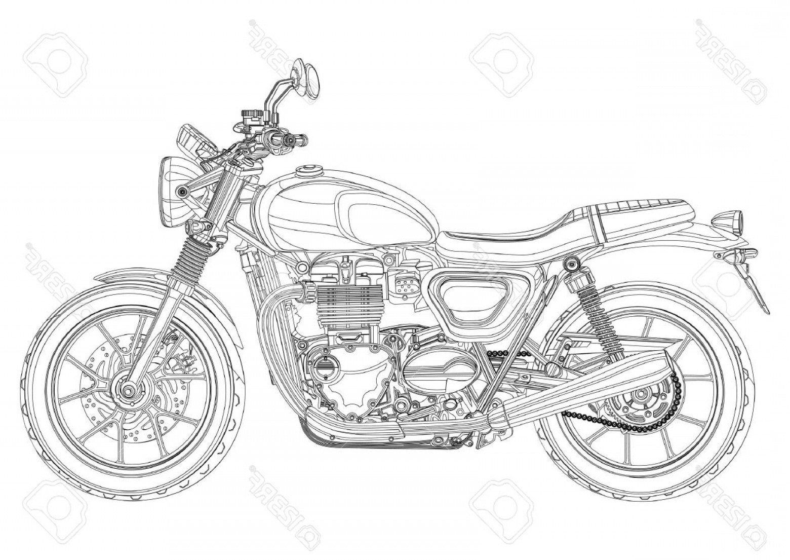 1560x1105 Photostock Vector Motorcycle Vector Monochrome Black And White