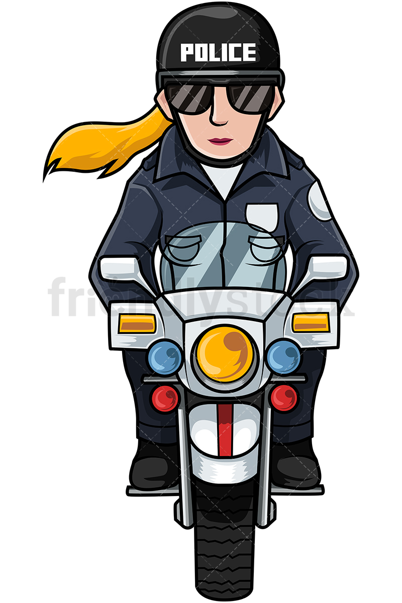 800x1200 Police Woman Riding Motorcycle Cartoon Vector Clipart
