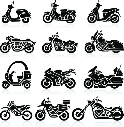 500x513 Different Motorcycle Vector Silhouettes Image Free Vector