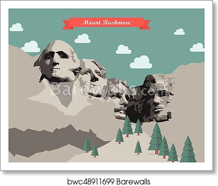 435x370 Mount Rushmore Vector Illustration, Art Print Barewalls Posters