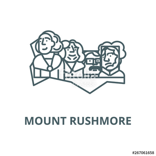 500x500 Usa Presidents,mount Rushmore Vector Line Icon, Outline Concept