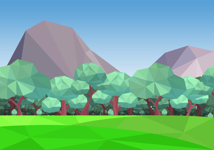 700x490 Low Poly Forest With Mountain Background Vector Illustration