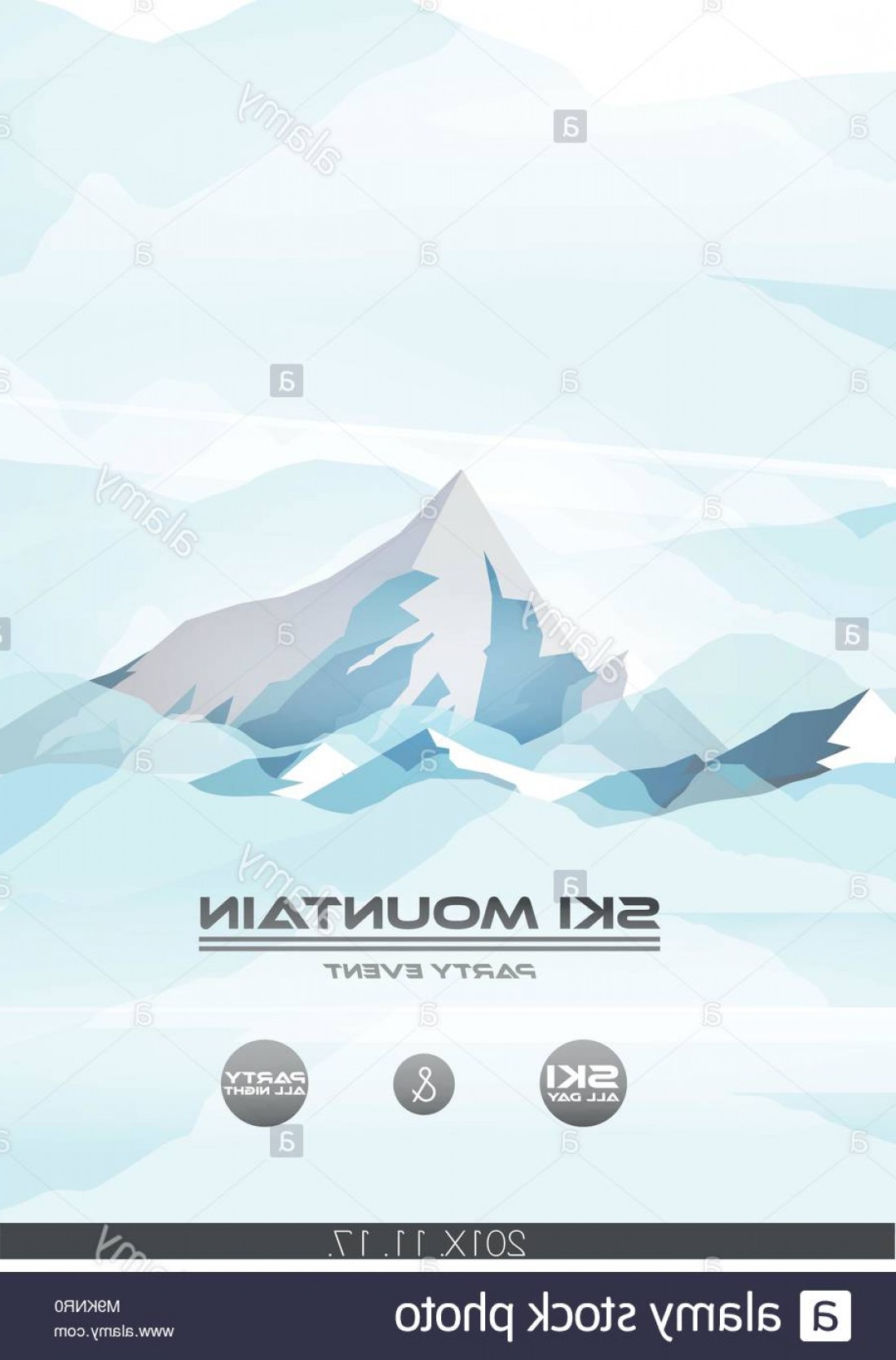 1099x1668 Alpine Ski Poster With Winter Mountain Background Vector