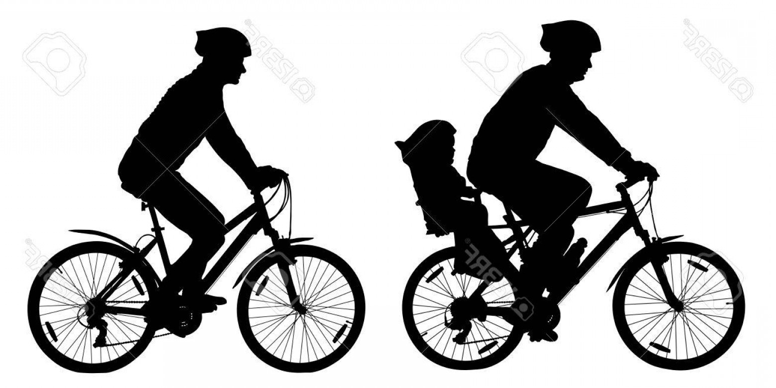 1560x780 Photostock Vector Silhouette Of A Family On Mountain Bikes Vector