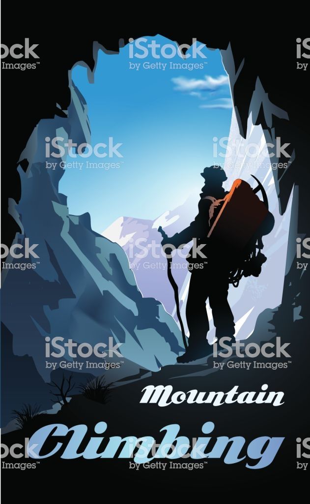 Mountain Climbing Poster Mountaineer With A Backpack And Mountain 631x1024 Mountain Climbing Poster Mountaineer With A Backpack And Mountain