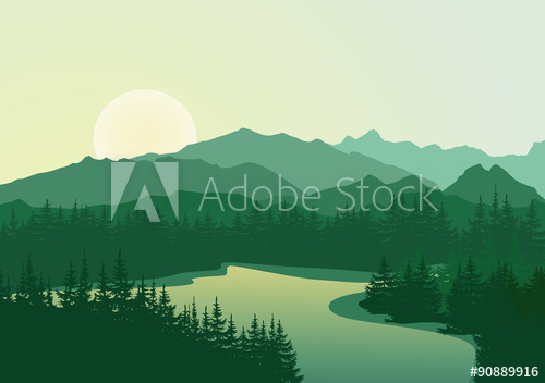 Mountain Lake Vector