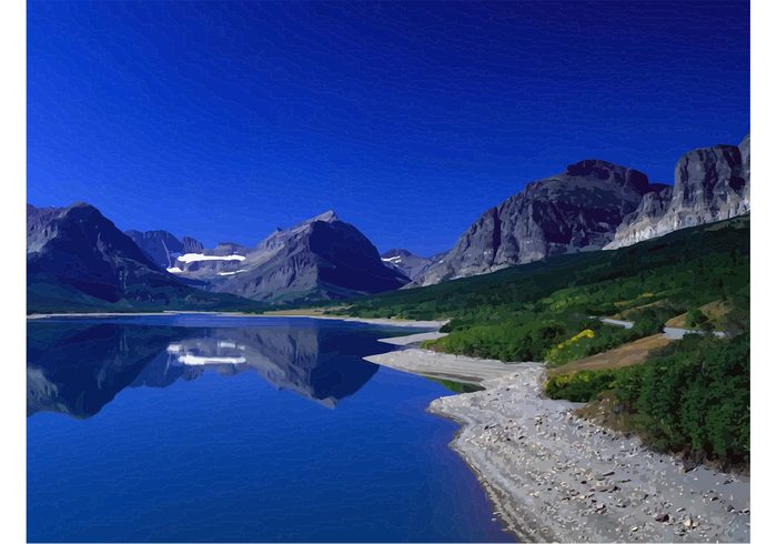 700x490 Mountain Lake Vector